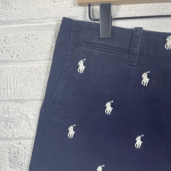 Ralph Lauren Sport Shorts Womens Size 6 Navy Blue Embroidered Pony Chino Summer - Picture 2 of 12